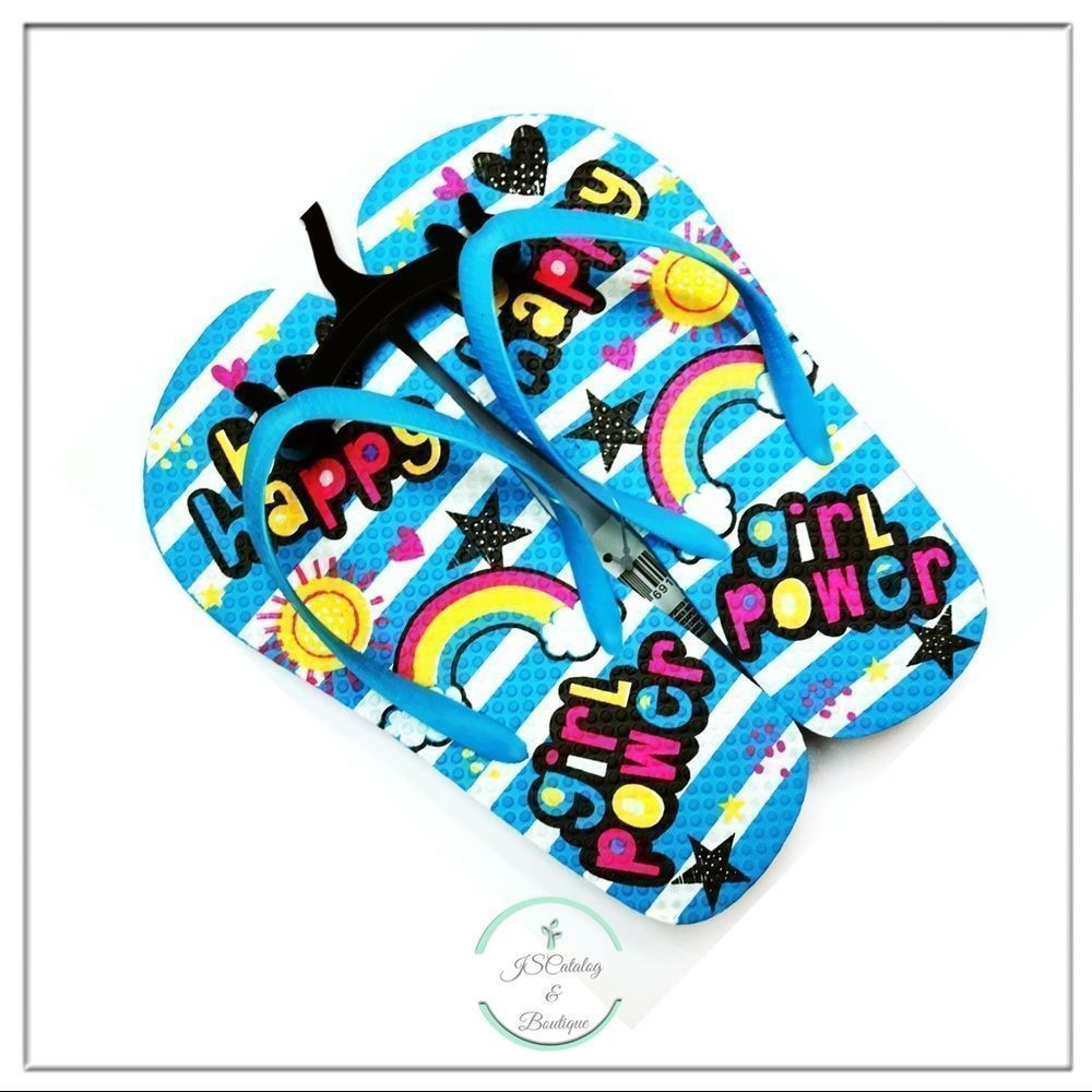 NEW Girl Power Summer Flip Flops L 2/3